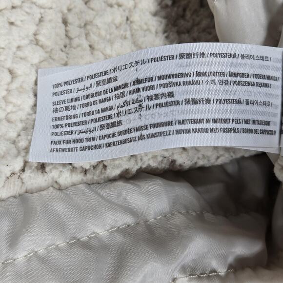 Abercrombie Fitch Womens M Navy Parka Coat Faux Fur Hood Sherpa Lined Jacket - Picture 11 of 12